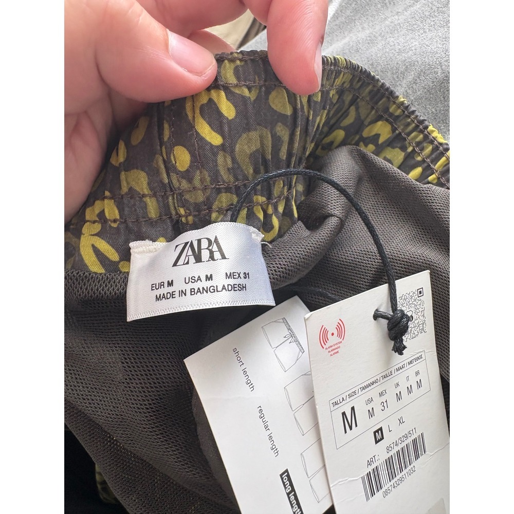 NWT - Zara Long Animal Print Swimming Trunks – Pistachio – Size Medium - Picture 6 of 6